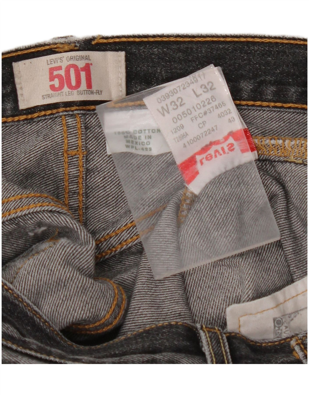 LEVI'S Masculino 501 Straight Jeans W32 L32 Algodão Preto