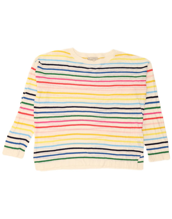 Suéter feminino Hobbs com gola canoa UK 14 listrado médio multicolorido