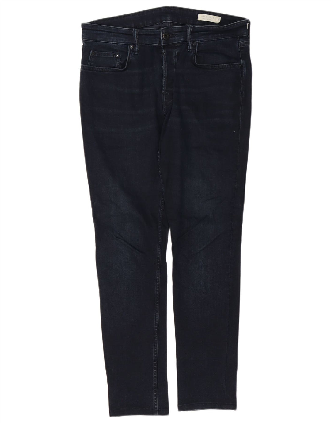 ALL SAINTS Masculino Cigarette Slim Jeans W32 L29 Azul Marinho Algodão