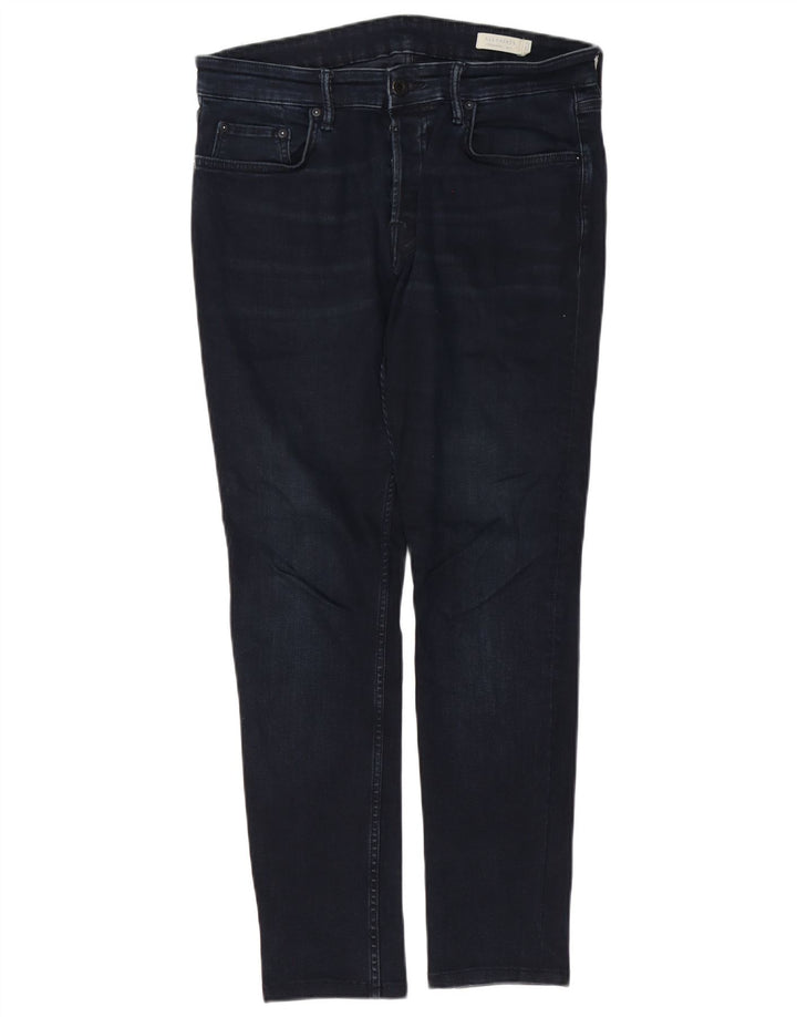 ALL SAINTS Masculino Cigarette Slim Jeans W32 L29 Azul Marinho Algodão
