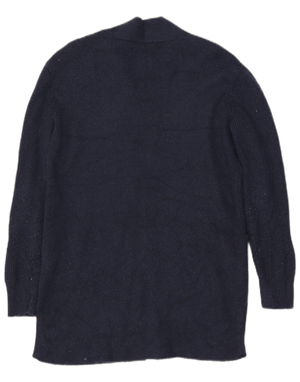 Suéter cardigã aberto feminino Marks & Spencer Longline Reino Unido 10 pequeno azul marinho