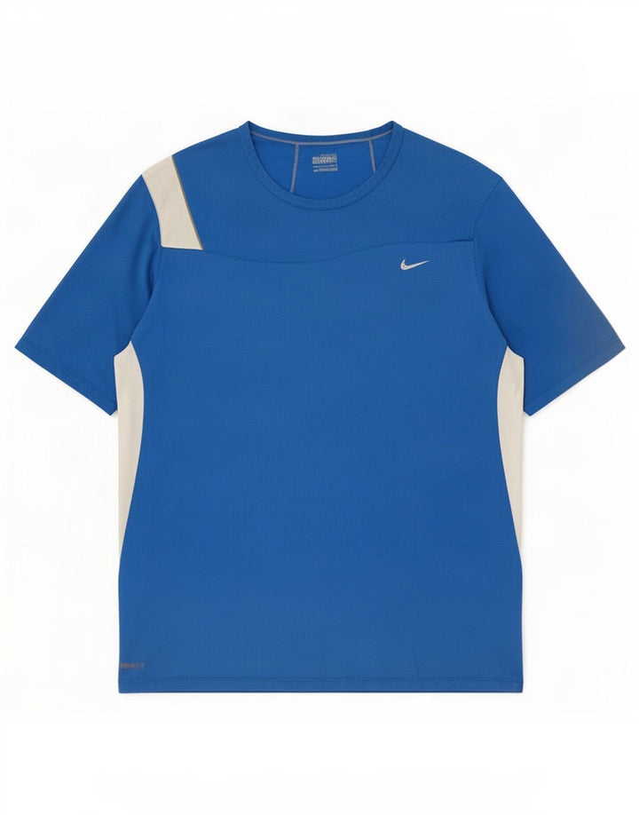 Camiseta masculina Nike Top grande azul colorblock poliéster