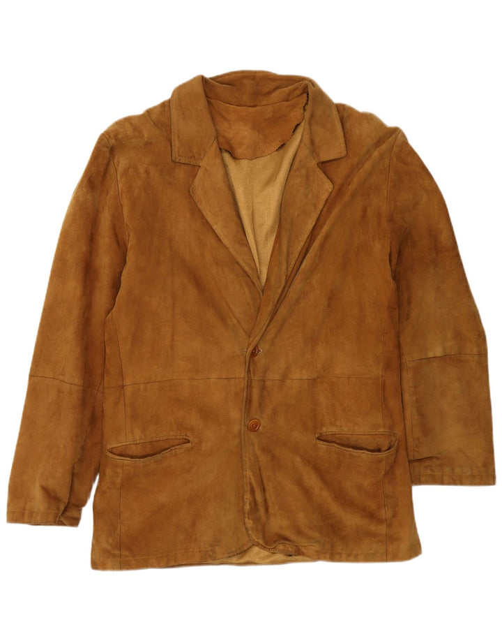 Jaqueta masculina vintage de camurça IT 46 couro marrom pequeno