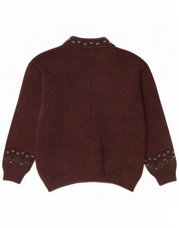Suspense Mens Cardigan Sweater IT 48 Acrílico geométrico marrom médio