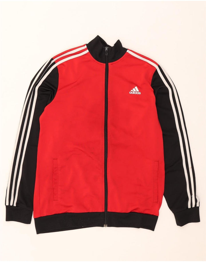 ADIDAS Meninos Tracksuit Top Jacket 15-16 Anos Vermelho Colorblock