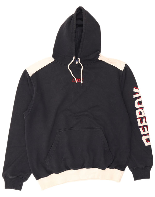 Reebok masculino gráfico moletom com capuz grande azul marinho algodão colorblock