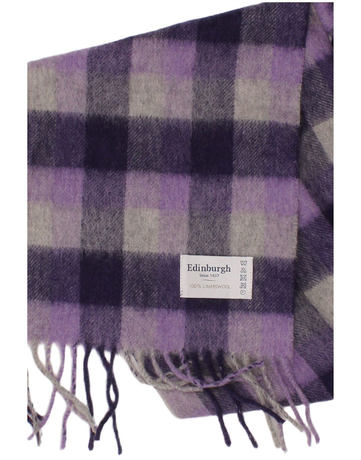 Lenço retangular feminino de Edimburgo, tamanho único, roxo, xadrez, lã de cordeiro, clássico