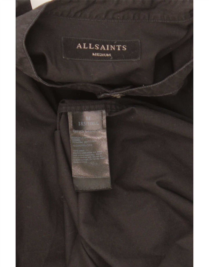 Camisa masculina Longline All Saints de algodão preto médio