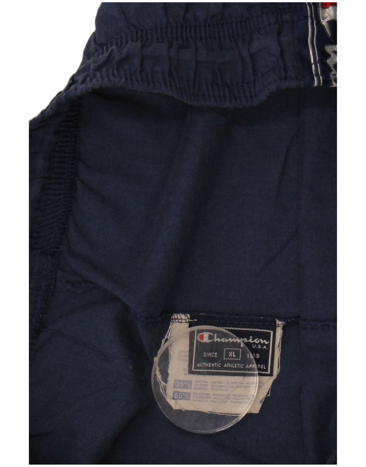 Shorts esportivos gráficos masculinos Champion XL azul marinho poliéster