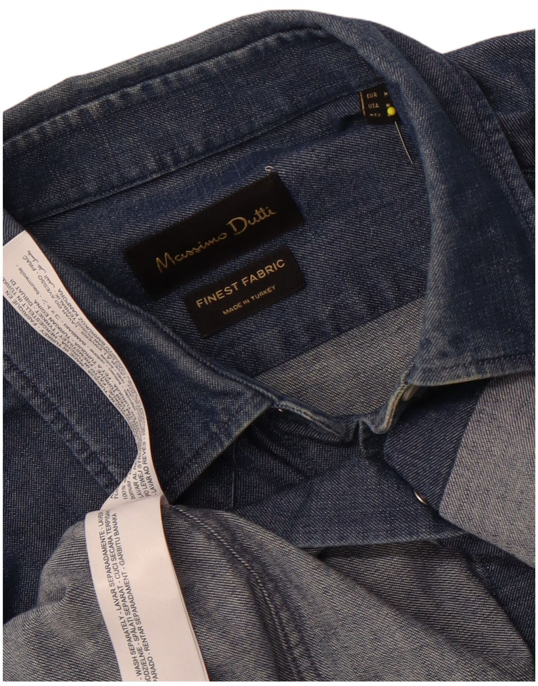 Camisa jeans masculina Massimo Dutti algodão azul médio