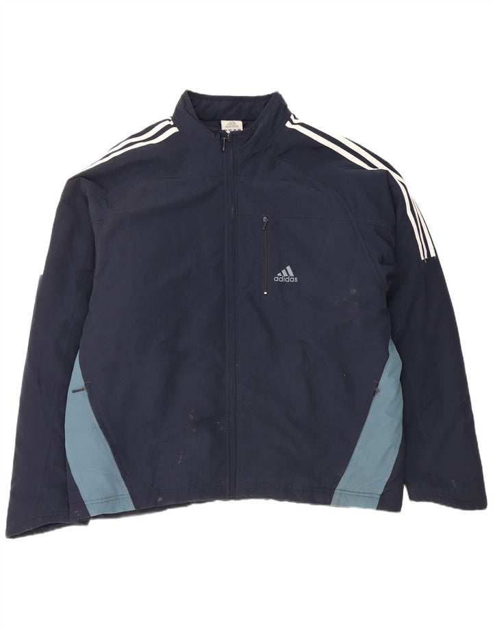 Adidas Mens Graphic Tracksuit Top Jaqueta Grande Poliéster Azul Marinho
