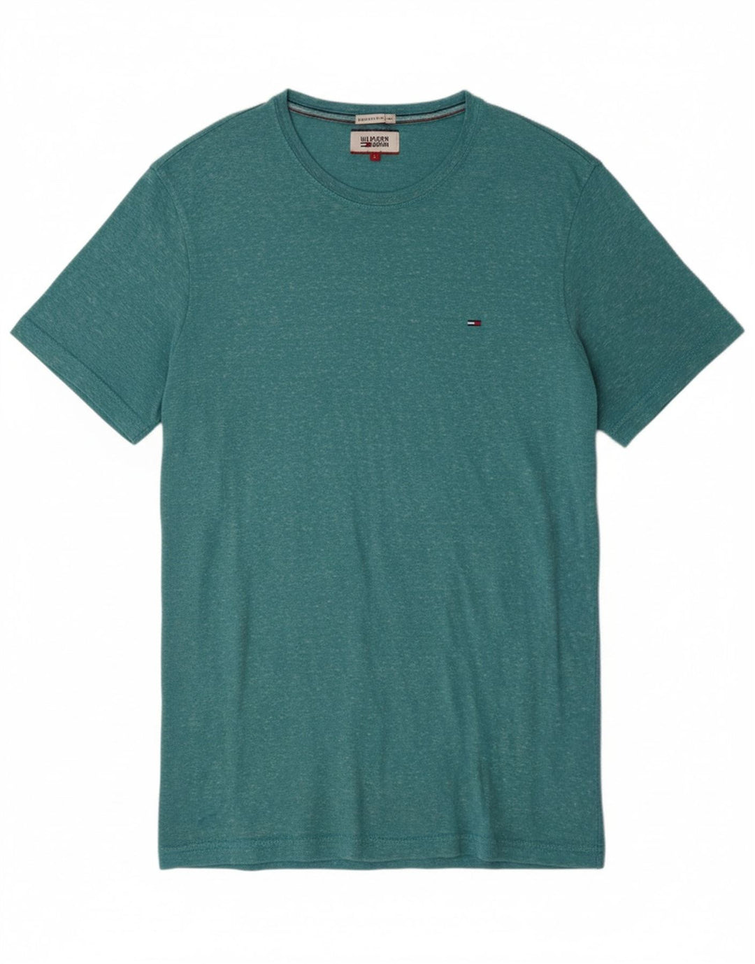Camiseta masculina TOMMY HILFIGER grande algodão manchado turquesa