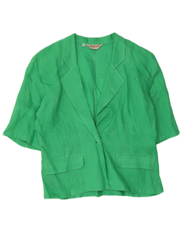 Jaqueta blazer feminina vintage manga curta 1 botão IT 44 linho verde médio