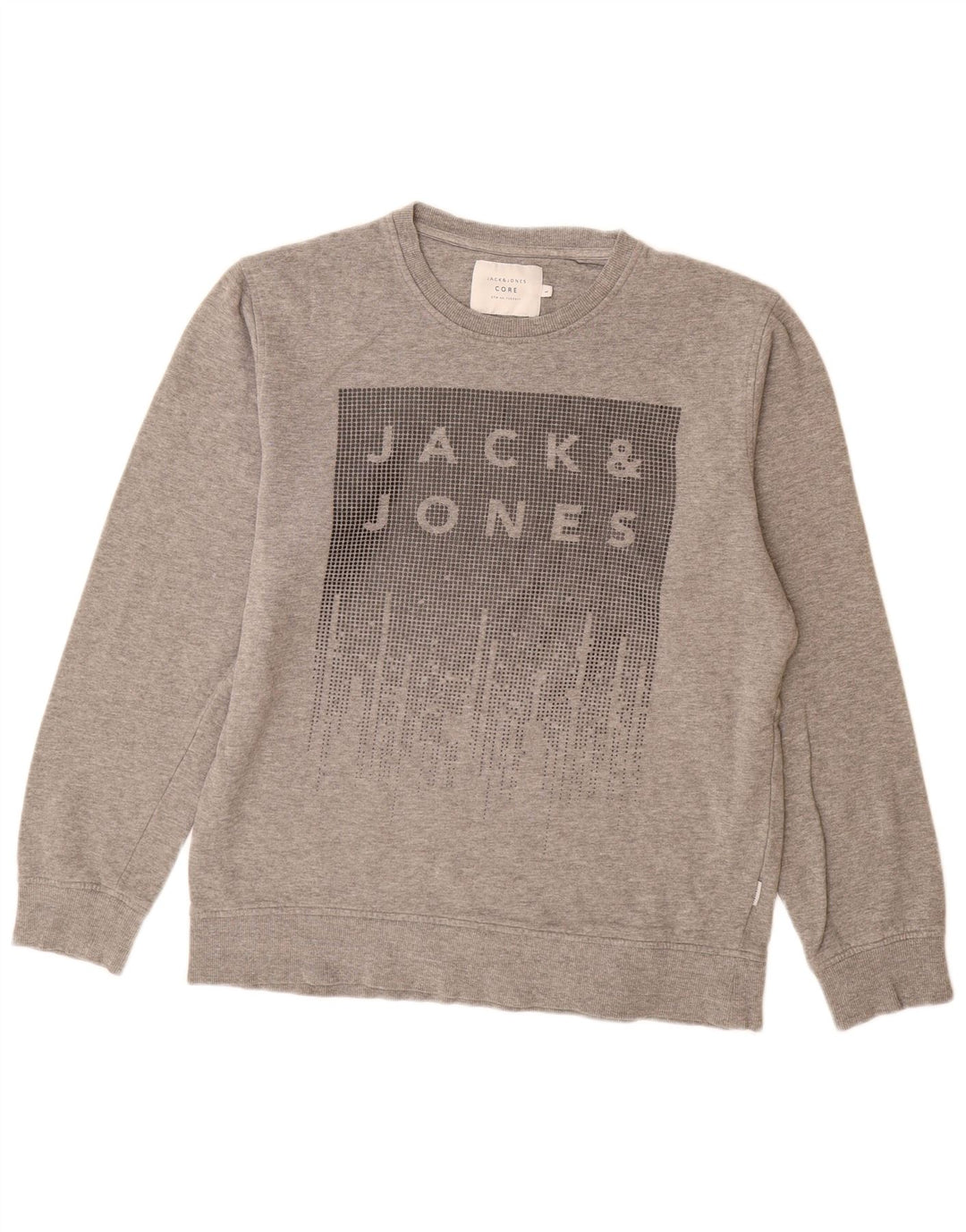 Jack & Jones moletom gráfico masculino jumper grande algodão cinza