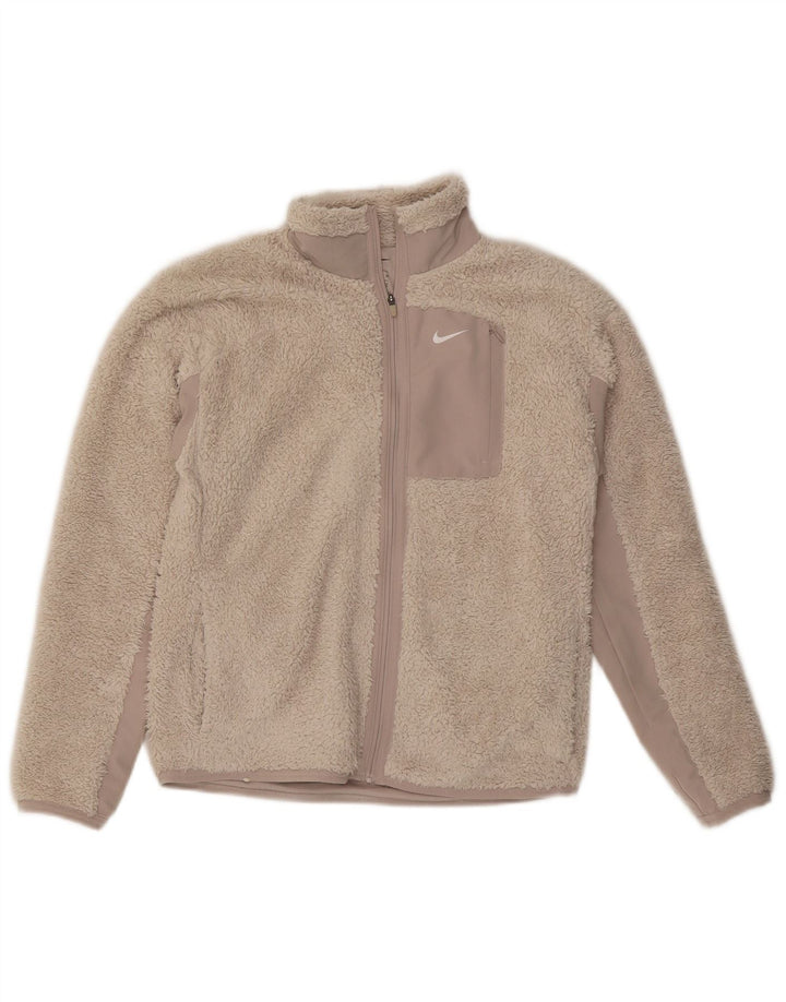 Jaqueta de lã oversized feminina NIKE UK 6 XS bege Colourblock poliéster