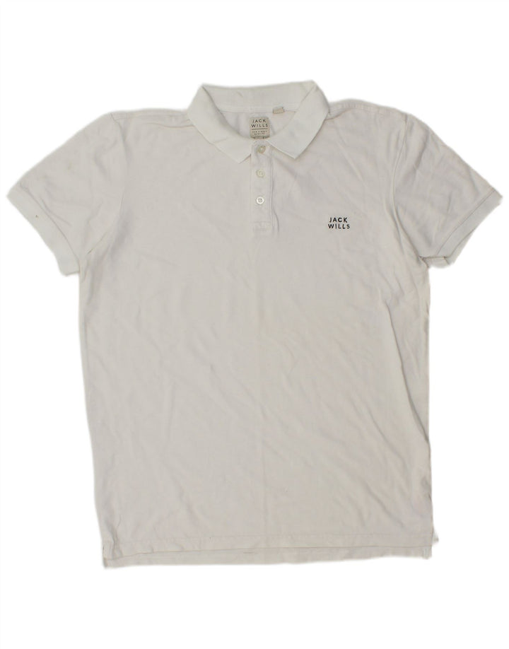 Camisa polo masculina Jack Wills médio algodão branco