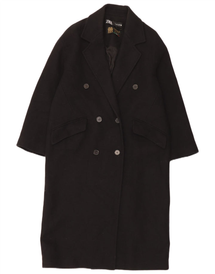 Zara Casaco feminino oversized com peito duplo Reino Unido 10 pequeno preto