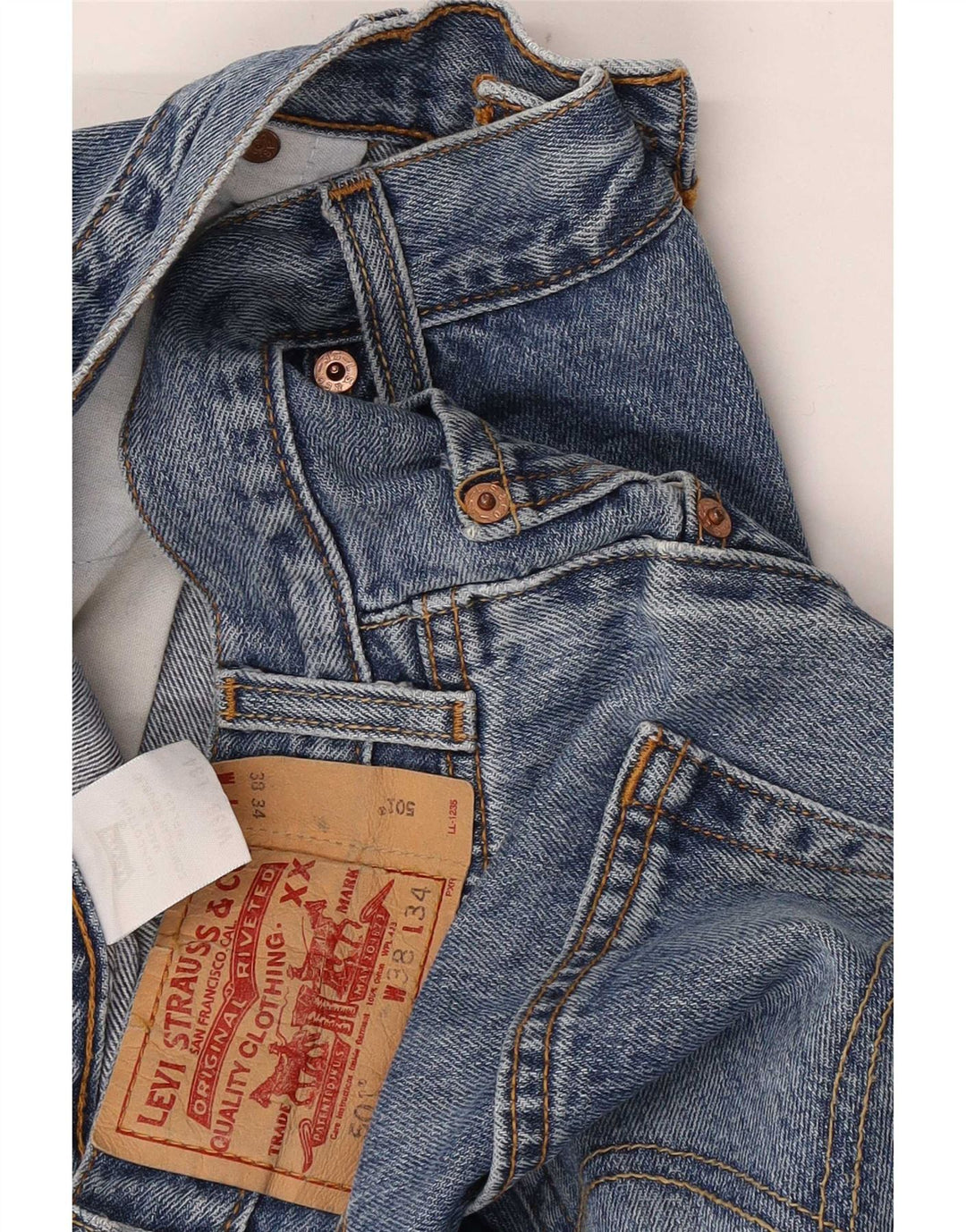 Levi's Masculino 501 Straight Jeans W38 L34 Azul Algodão Clássico