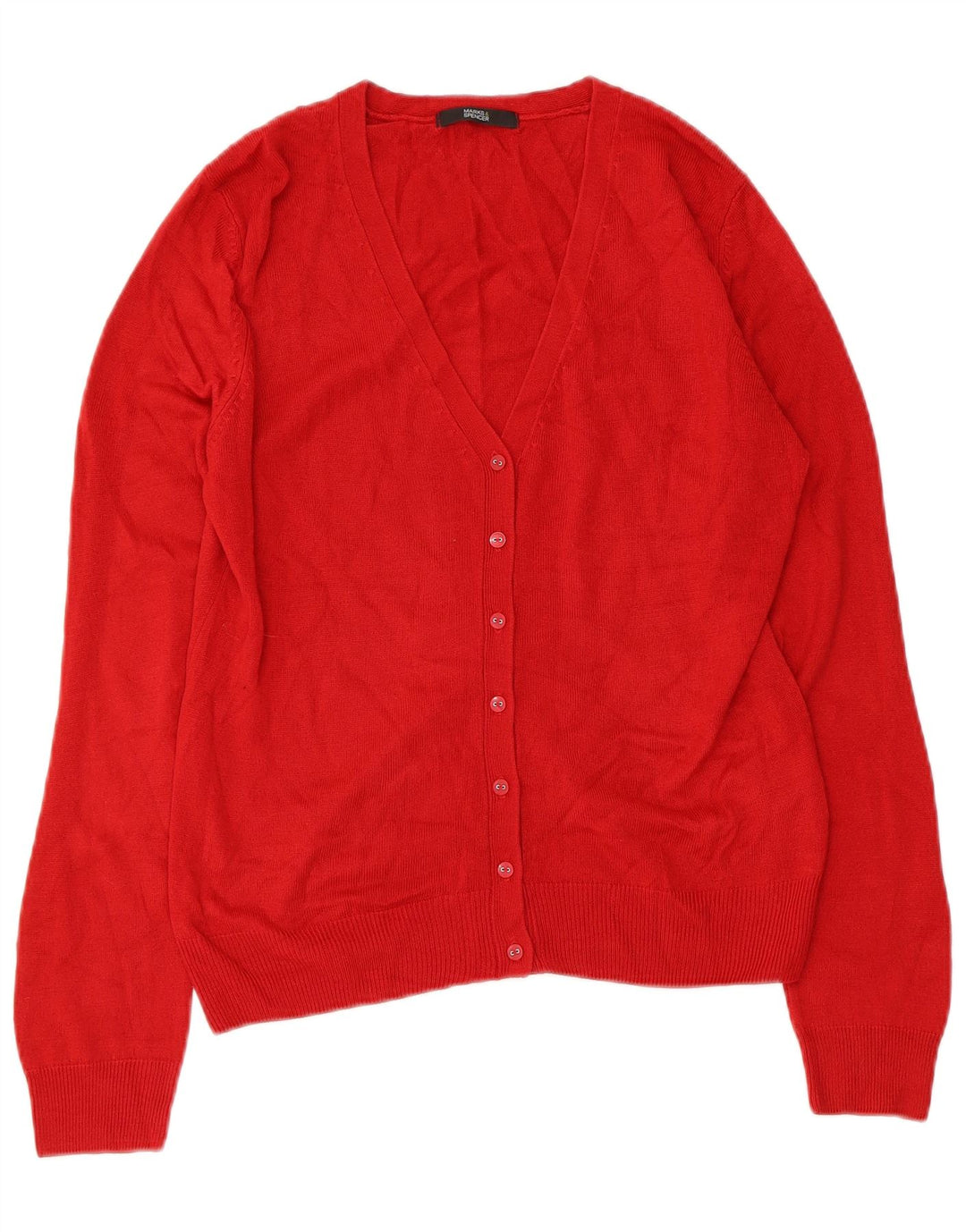 Suéter cardigã feminino MARKS & SPENCER Reino Unido 12 acrílico vermelho médio