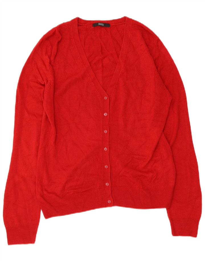Suéter cardigã feminino MARKS & SPENCER Reino Unido 12 acrílico vermelho médio