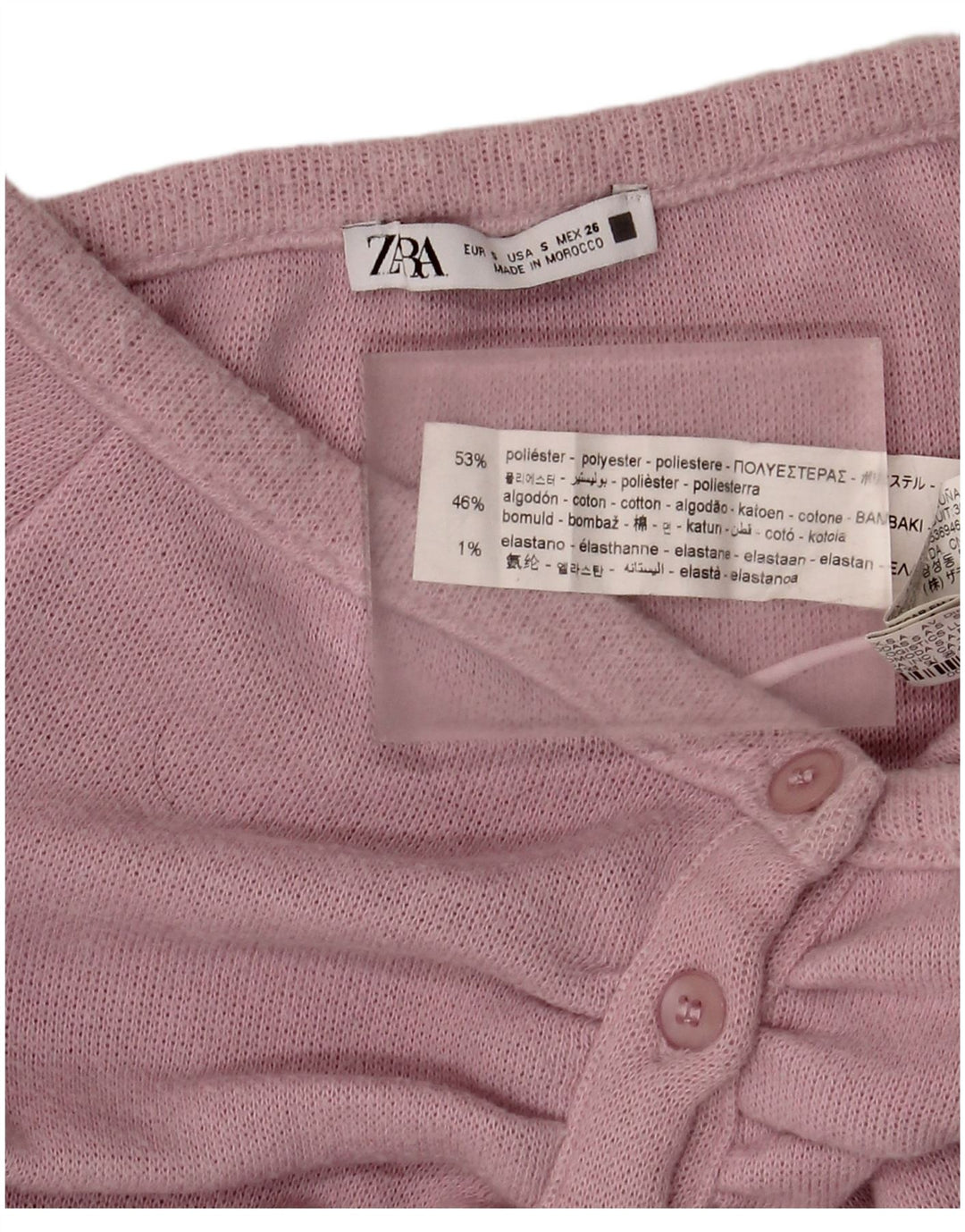 Zara Womens Off Shoulder Crop Top UK 8 Pequeno Poliéster Rosa