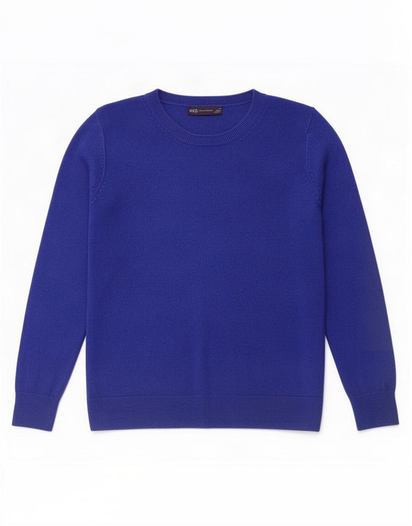 Suéter feminino Marks & Spencer com gola redonda Reino Unido 14 acrílico azul médio