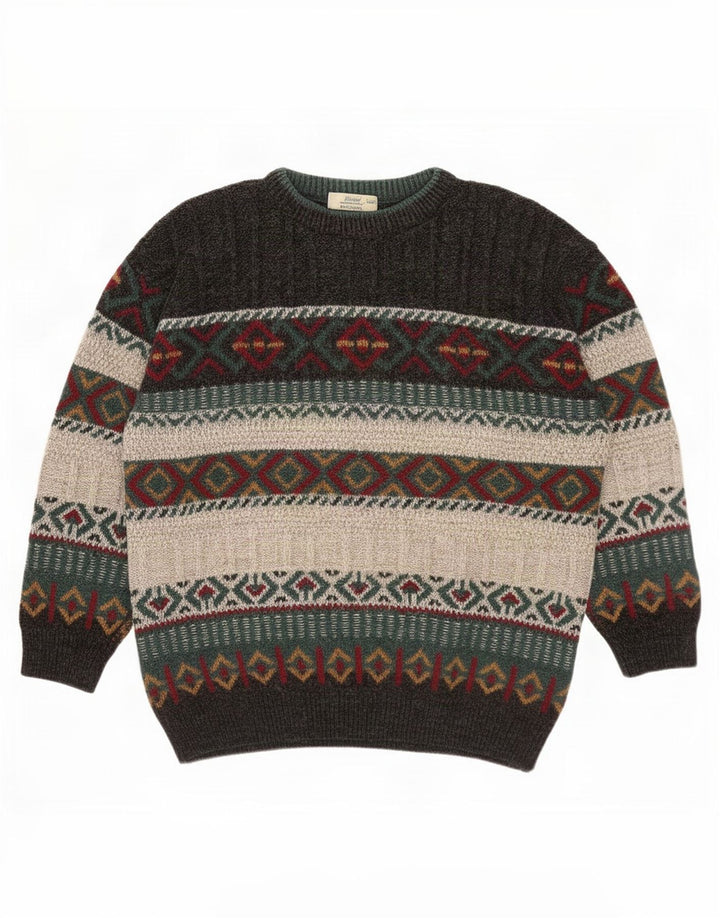 Suéter masculino St. Bernard com gola redonda e acrílico geométrico cinza médio