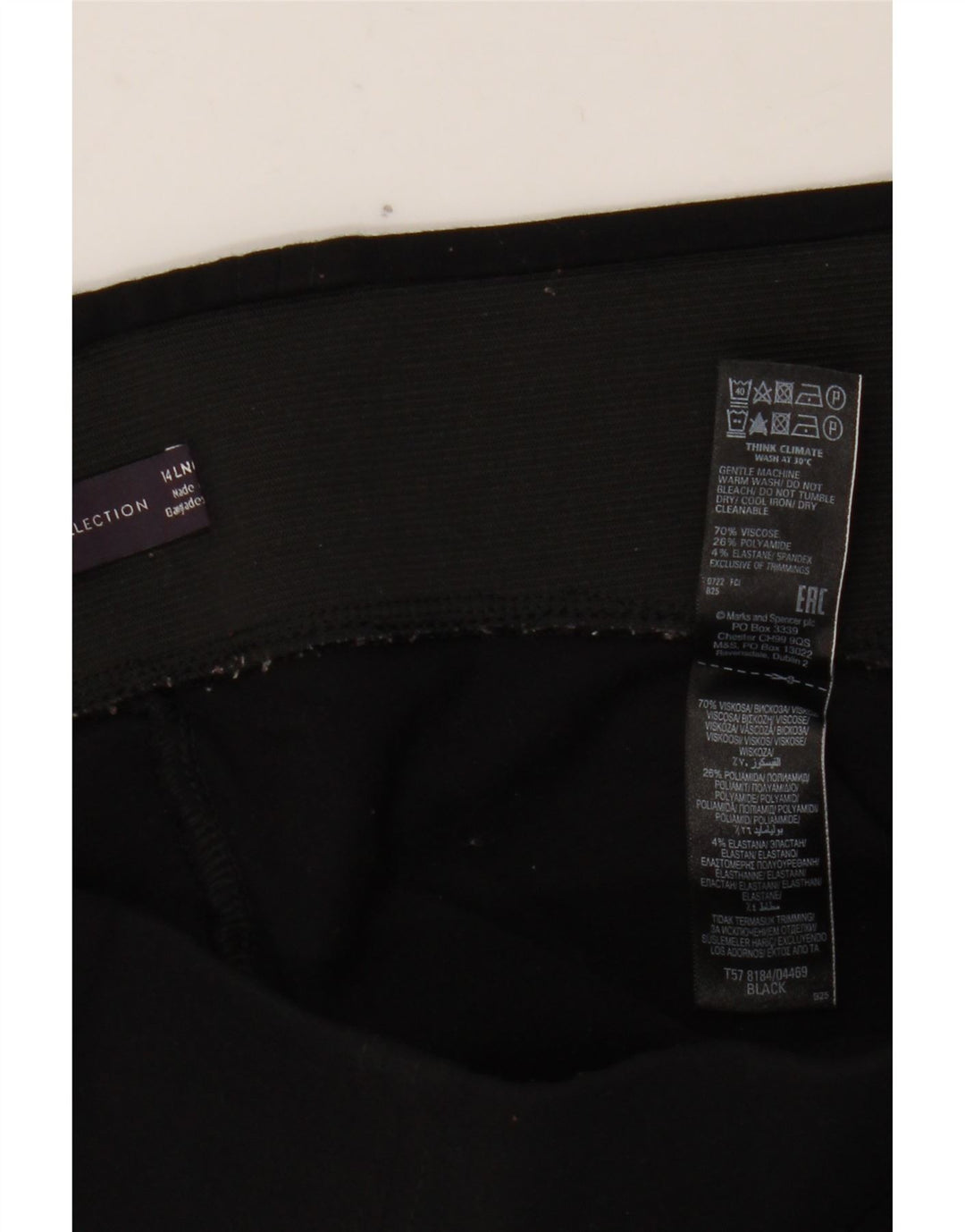 Leggings femininas MARKS & SPENCER Reino Unido 14 grandes viscose preta