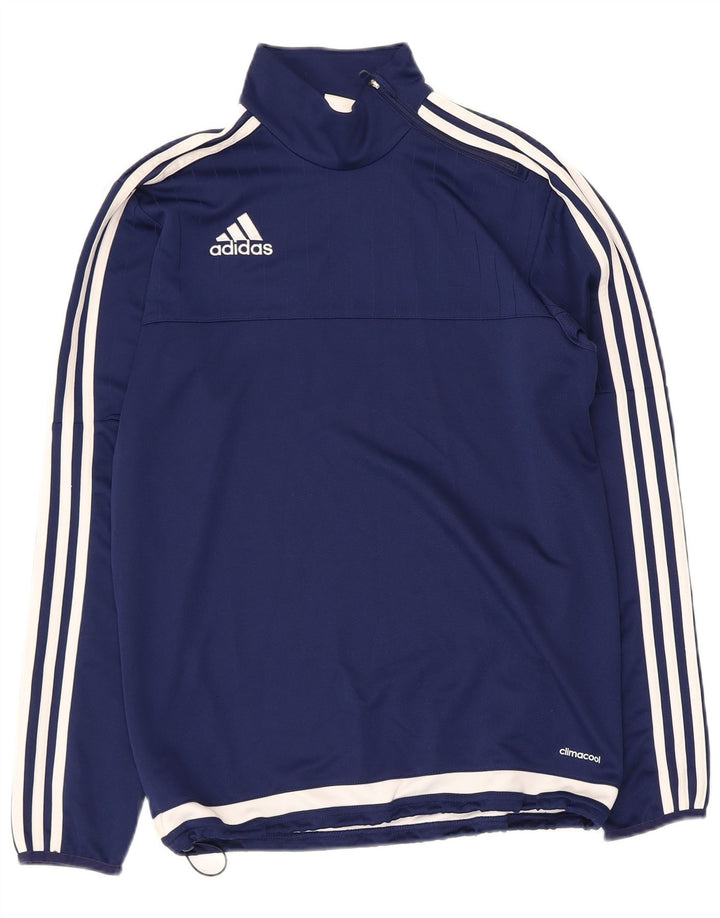 Adidas Mens Climacool Pullover Treino Top Pequeno Azul Marinho Colorblock