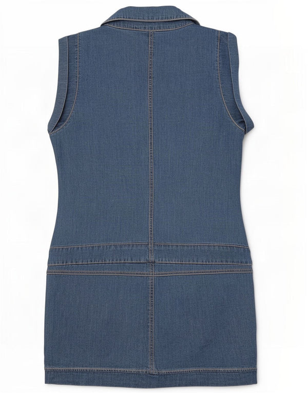 Vestido jeans feminino Benetton UK 6 XS azul algodão