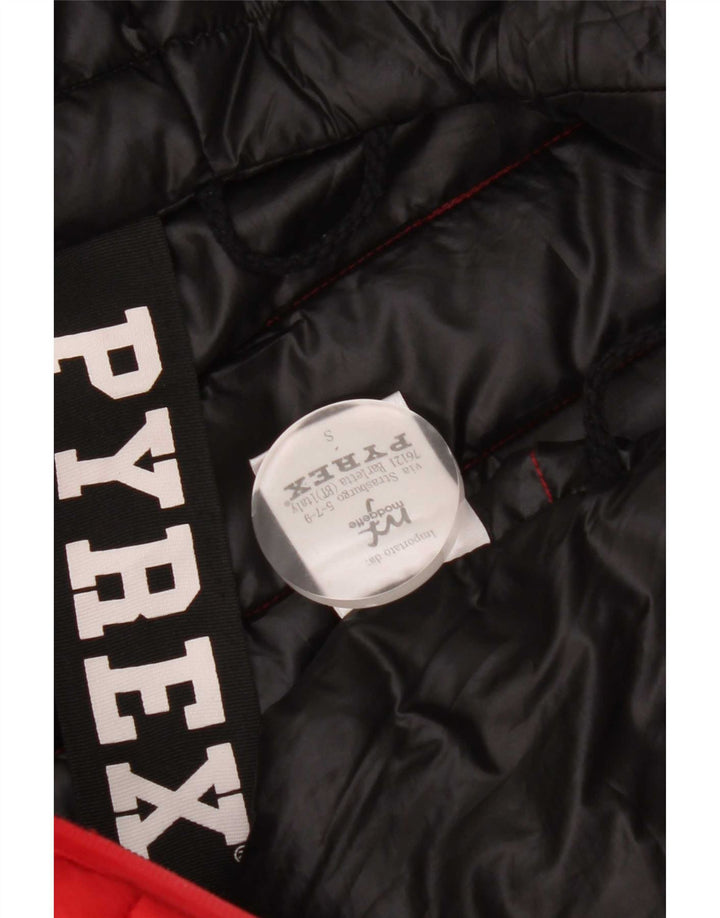 Jaqueta feminina acolchoada com capuz gráfico Pyrex UK 10 poliéster vermelho pequeno
