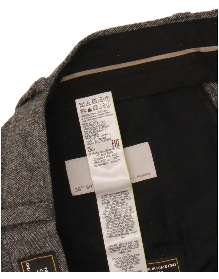 Calça masculina de terno reto sob medida Marks & Spencer W36 L29 cinza salpicado