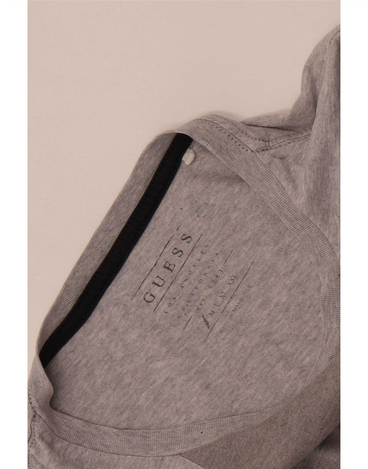 Camiseta masculina Guess com estampa gráfica pequena cinza