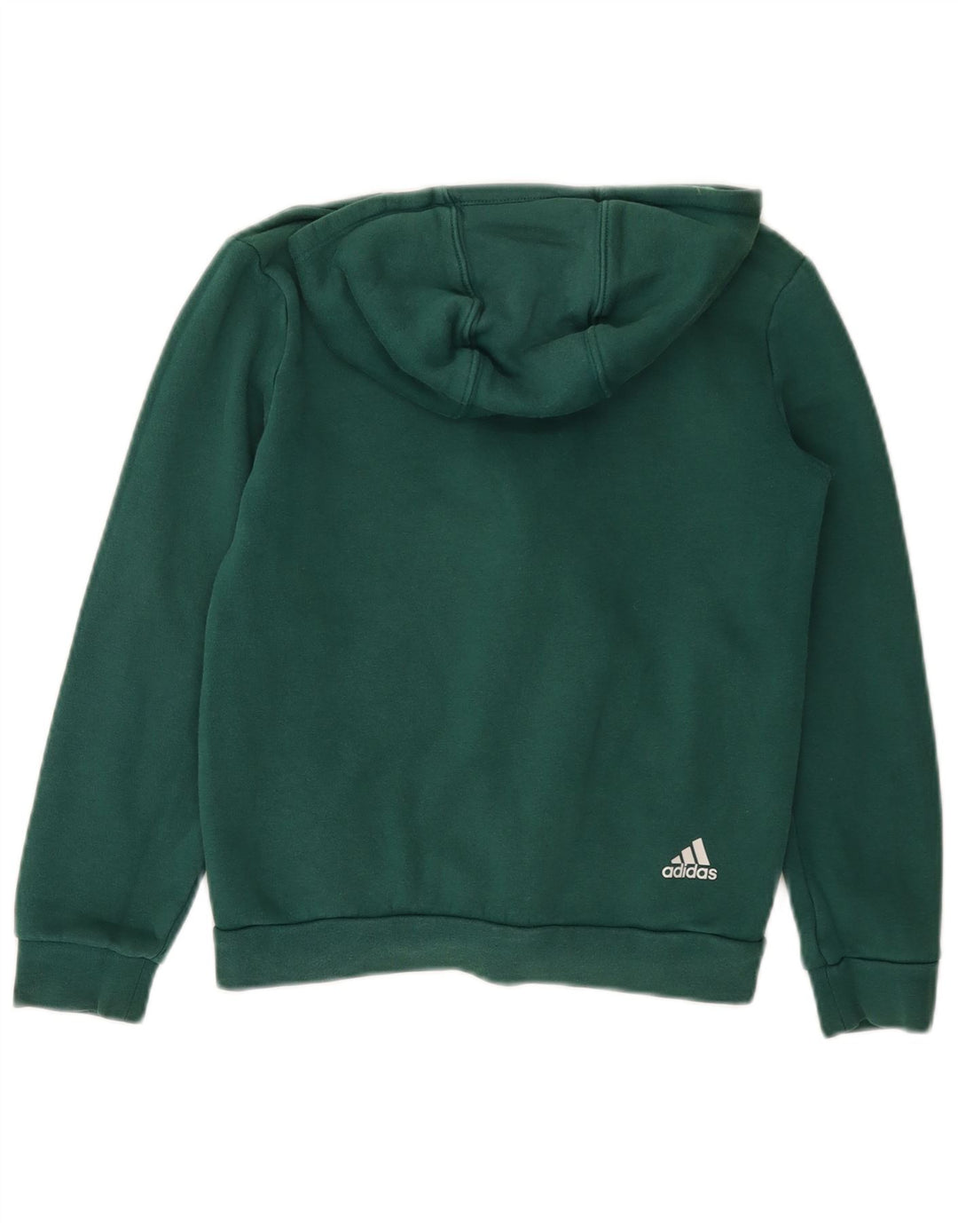 ADIDAS Suéter com capuz gráfico com zíper masculino 11-12 anos algodão verde