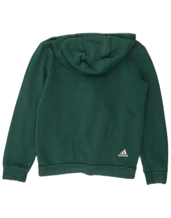 ADIDAS Suéter com capuz gráfico com zíper masculino 11-12 anos algodão verde