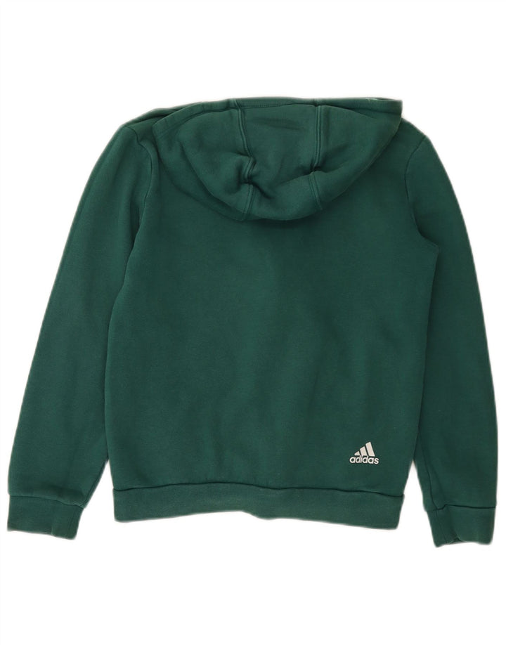 ADIDAS Suéter com capuz gráfico com zíper masculino 11-12 anos algodão verde
