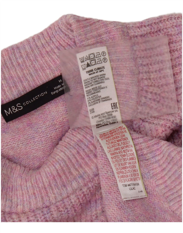 Suéter feminino Marks & Spencer com gola redonda Reino Unido 14 acrílico rosa médio