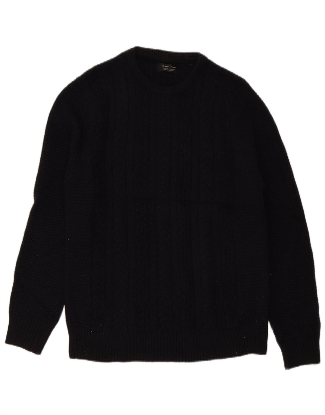 Zara Suéter masculino com gola redonda médio azul marinho
