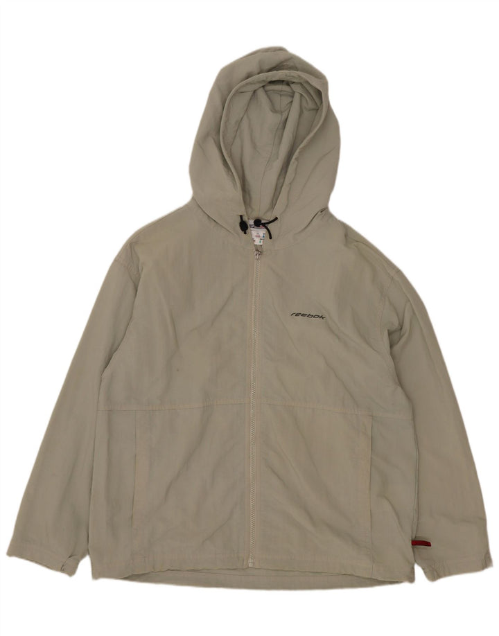 Jaqueta de chuva com capuz feminino Reebok UK 12 médio bege nylon