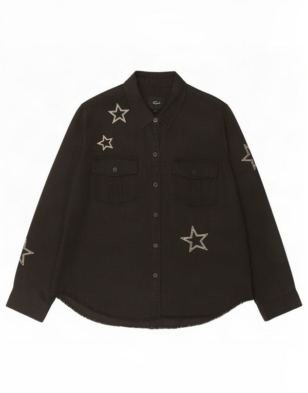 Camisa gráfica feminina Rails UK 16 grande preta Lyocell