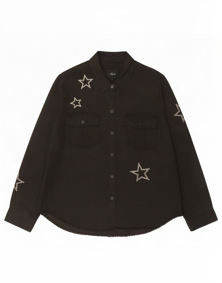 Camisa gráfica feminina Rails UK 16 grande preta Lyocell