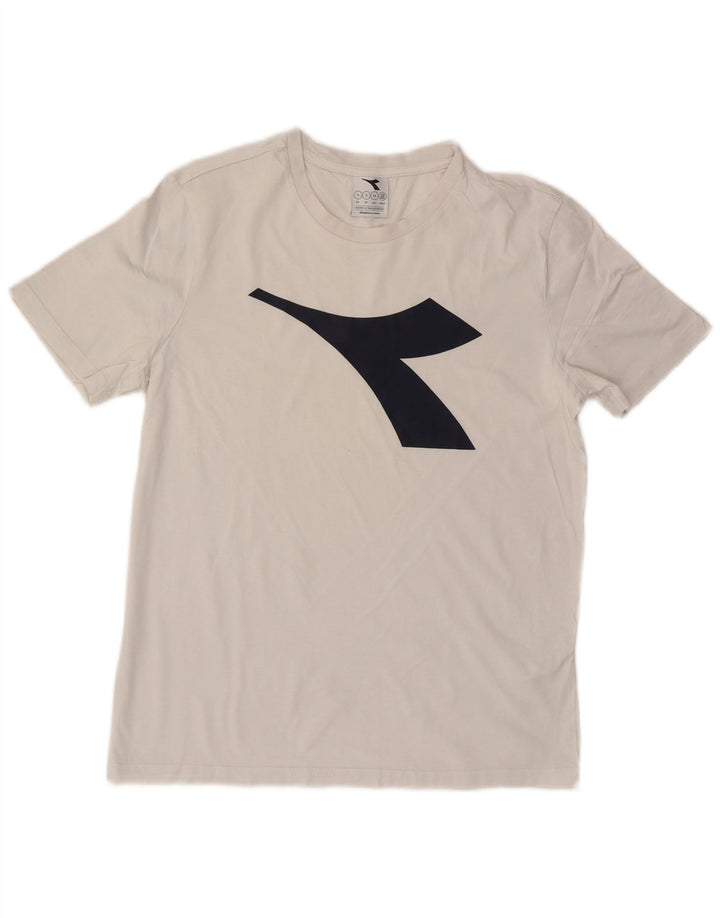 Camiseta gráfica masculina Diadora Top pequeno algodão branco