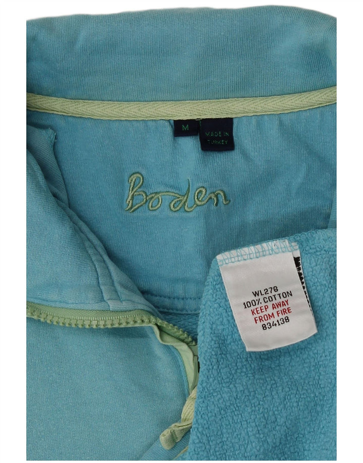 Suéter Boden feminino com gola e zíper UK 14 algodão azul médio