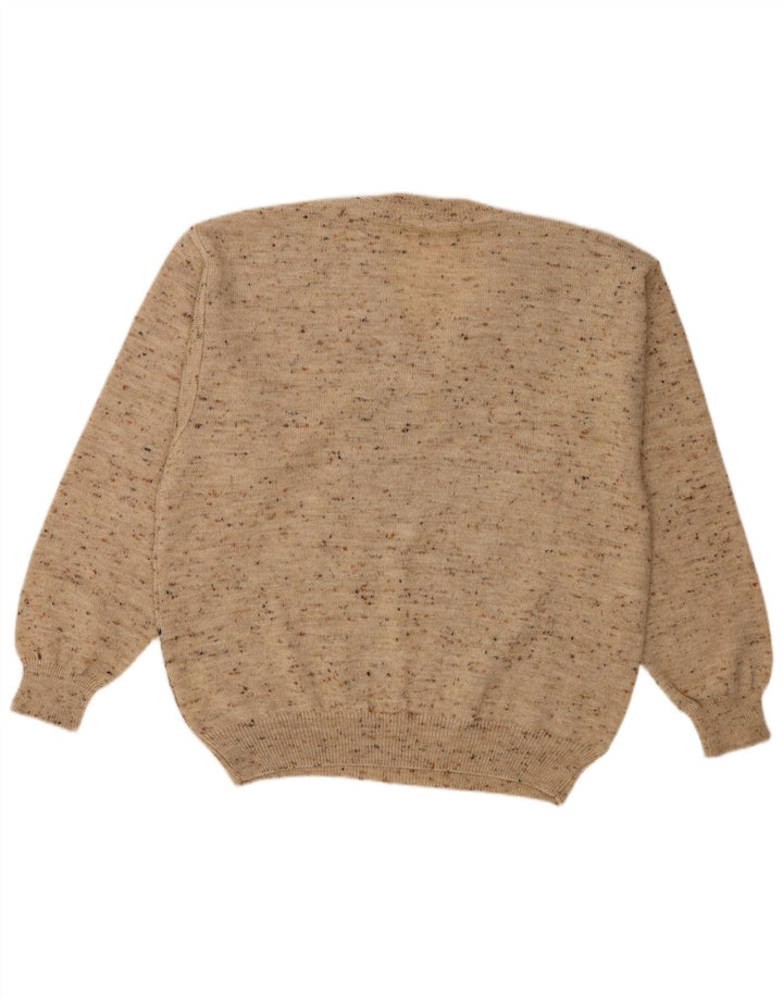 Suéter masculino vintage com decote em V IT 48 lã colorblock bege médio