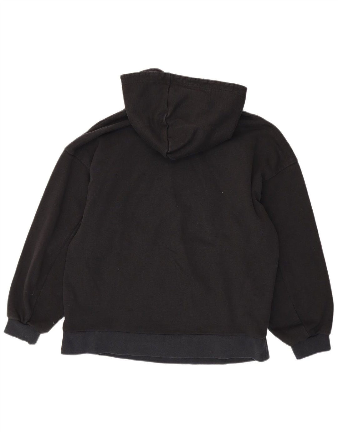 ADIDAS Womens Oversized Hoodie Jumper UK 10 Pequeno Preto Floral Algodão