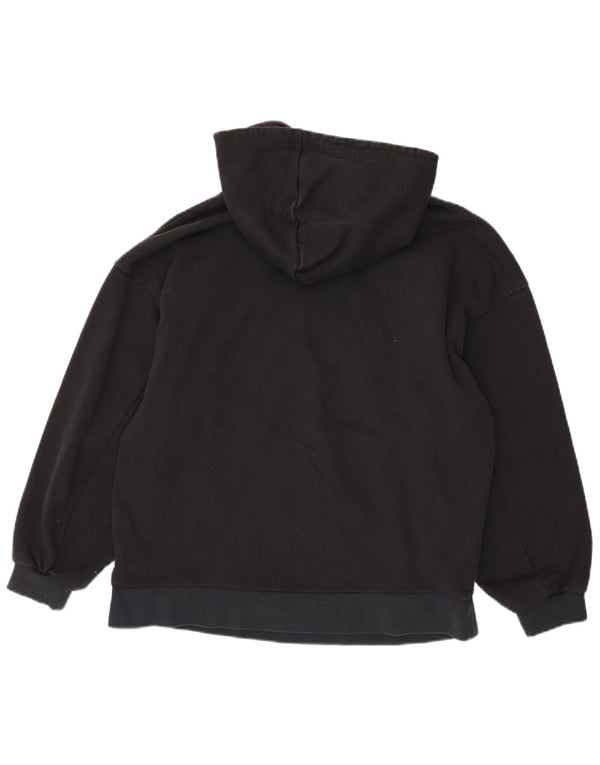 ADIDAS Womens Oversized Hoodie Jumper UK 10 Pequeno Preto Floral Algodão