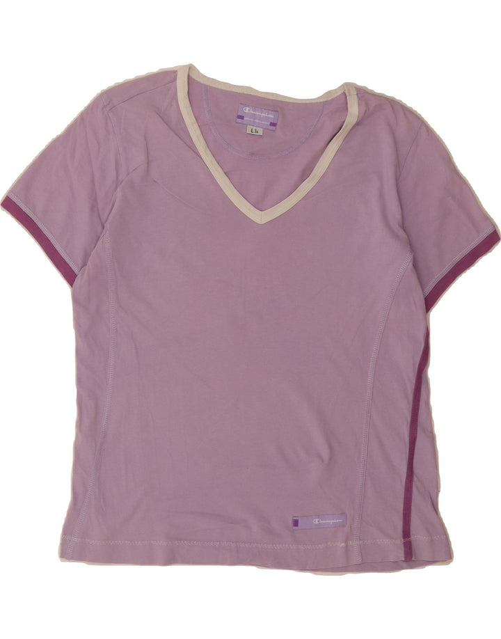 CHAMPION Womens T-Shirt Top UK 16 Large Purple Cotton Vintage Champion and Second-Hand Champion from Messina Hembry 