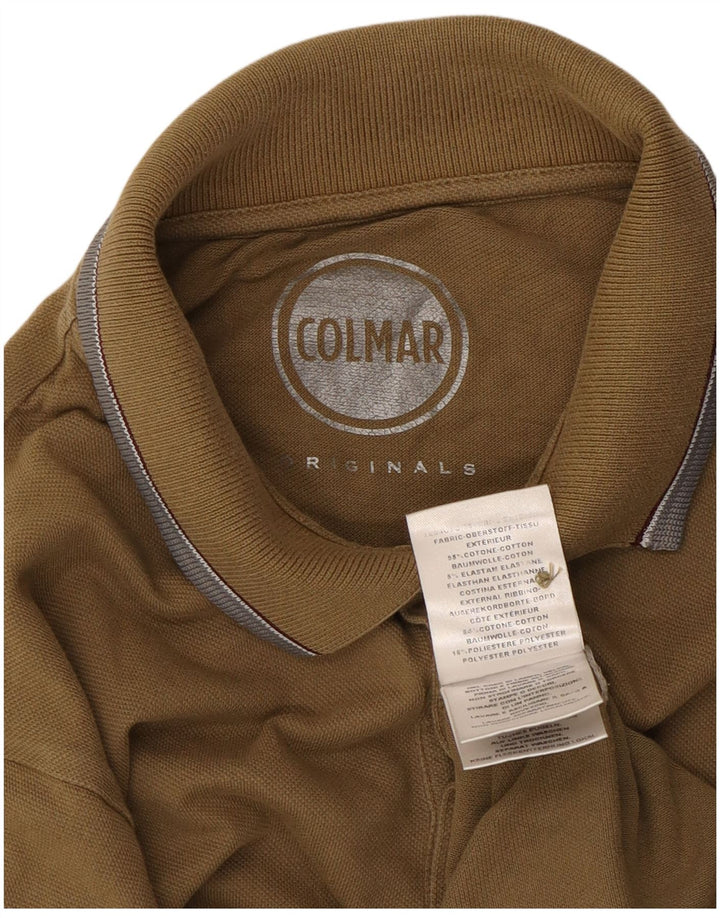 Colmar Camisa polo masculina gráfica de algodão cáqui médio