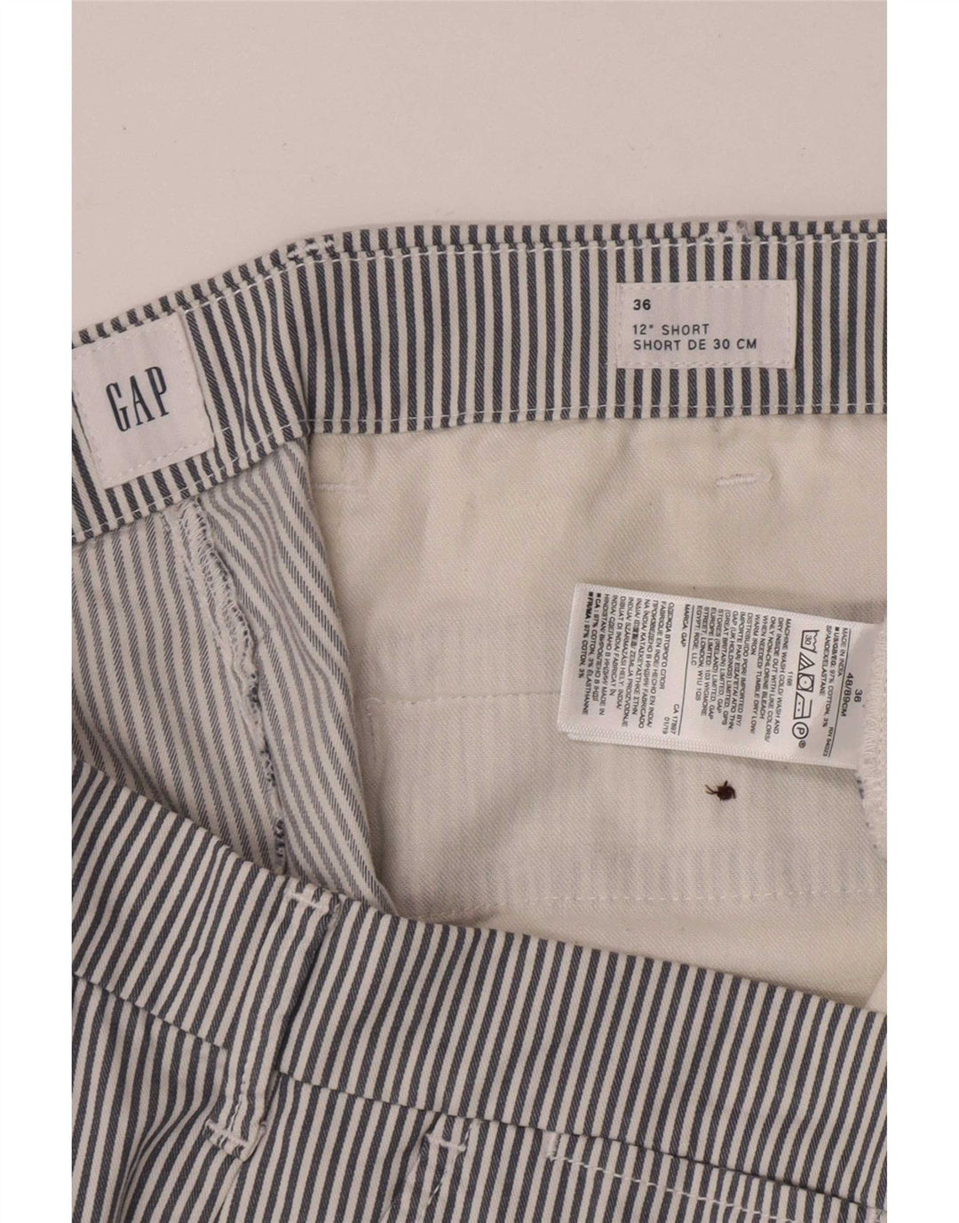 Shorts Chino Masculino Gap W36 Grande Algodão Listrado Azul