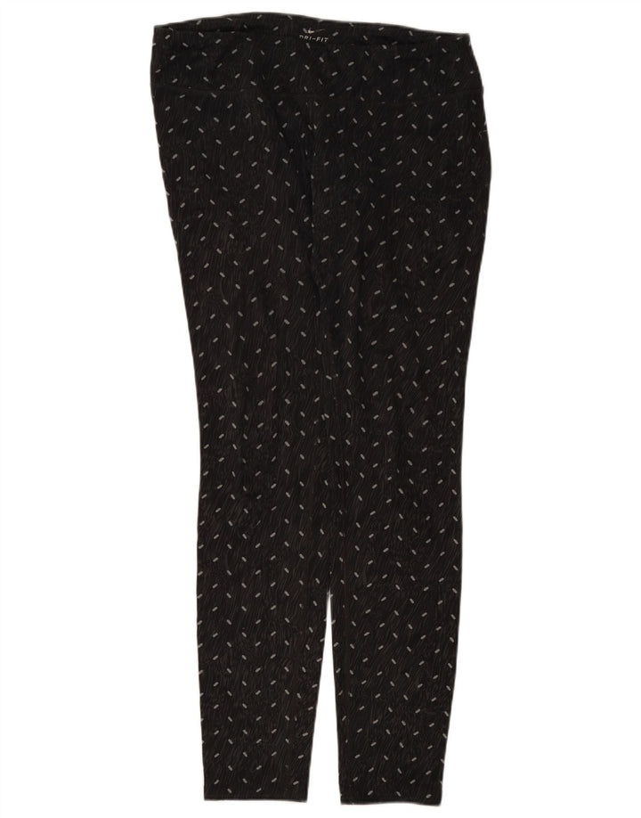 Leggings Nike Dri Fit Feminina UK 14 Grande Preto Manchado